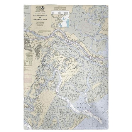 Betsy Drake GT214 Savannah River & Wassaw Sound; GA Nautical Map Guest Towel